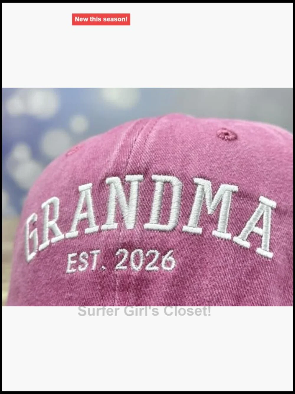 Embroidered Grandma Est. 2026 Baseball Cap - One Size Adjustable